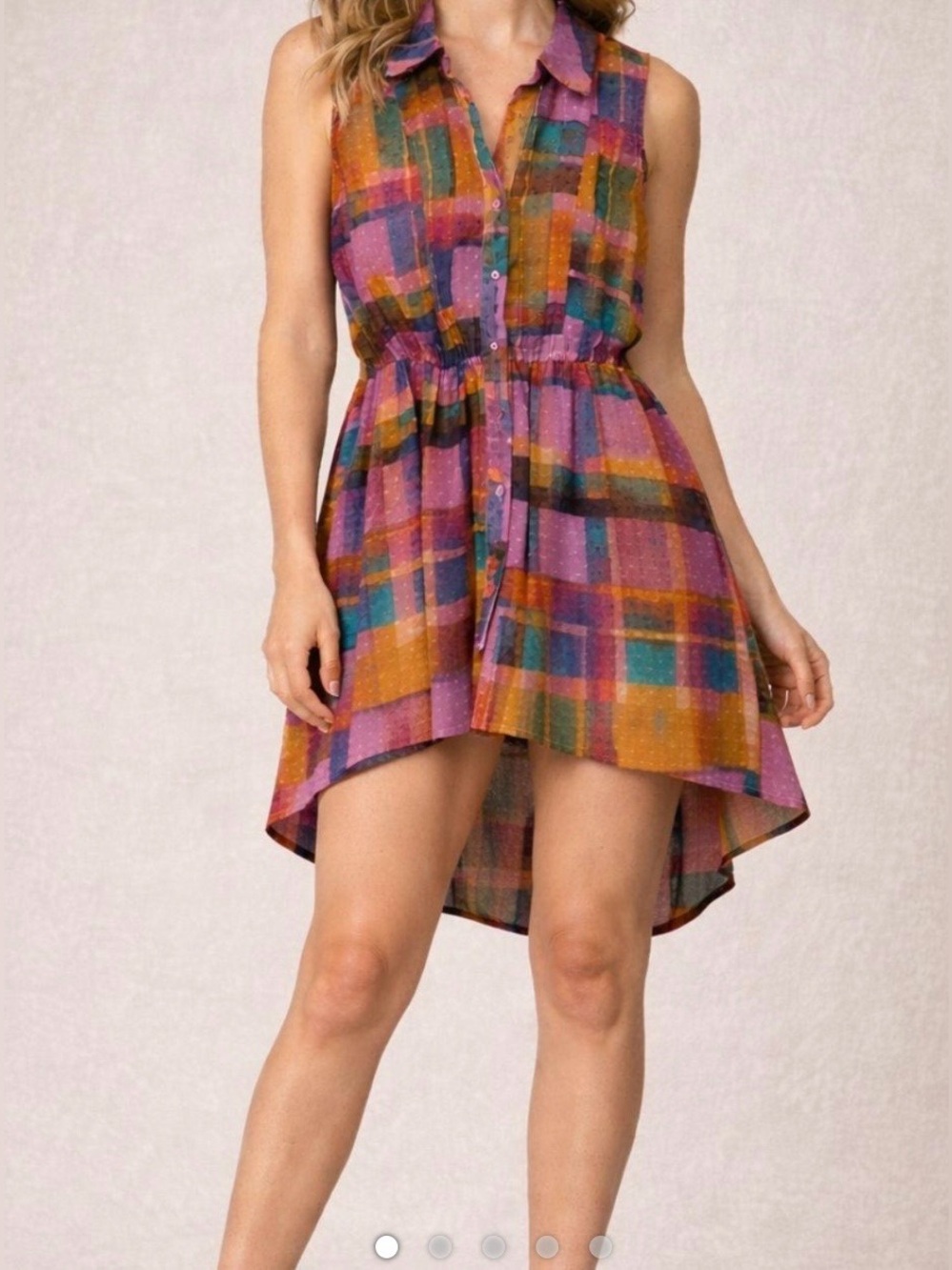 Cato sleeveless sheer hi-lo blouse a colorful abstract patchwork pattern Size L